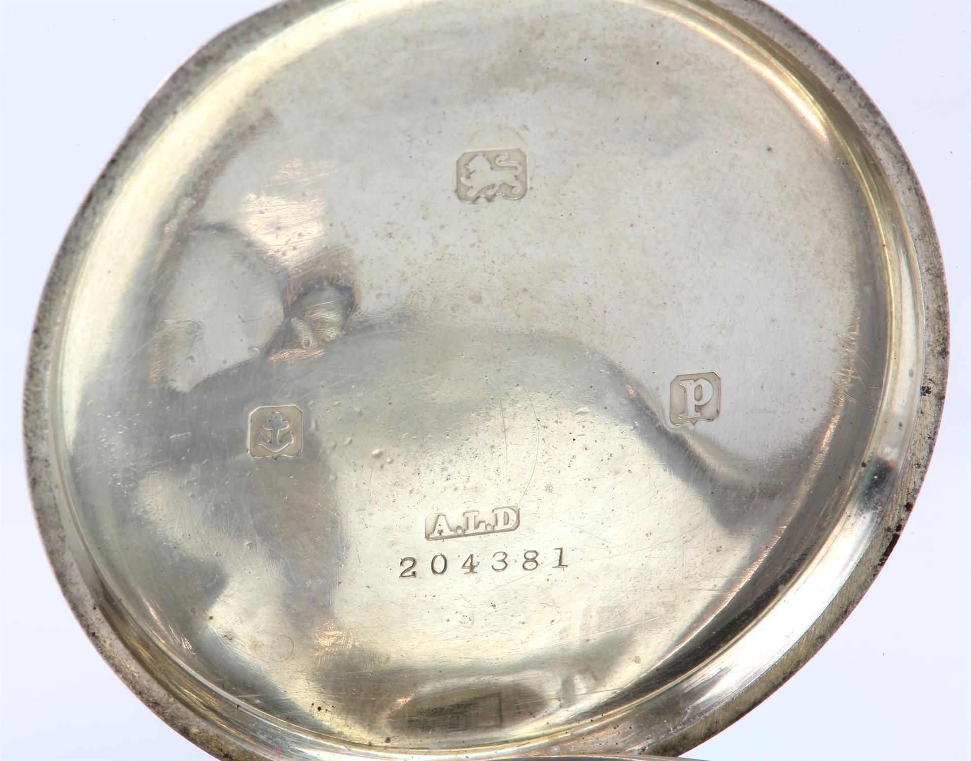 Two silver pocket watches, a Waltham full hunter pocket watch with signed white enamel dial, - Image 5 of 6