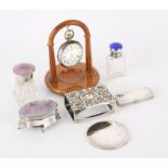 AMMENDED DESCRIPTION Small silver items to include silver and enamel topped ring box and scent