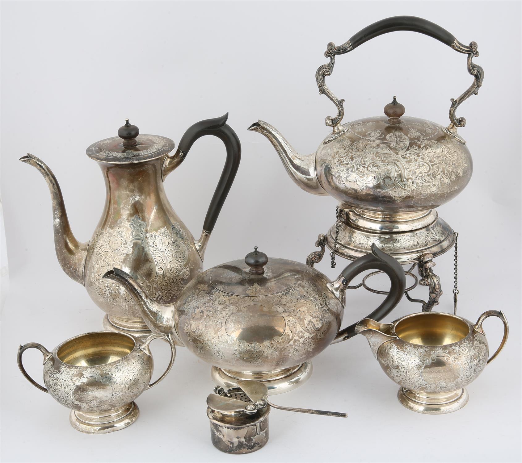 Canadian silver five piece silver tea and coffee service, comprising tea pot, coffee pot, cream jug,