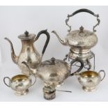 Canadian silver five piece silver tea and coffee service, comprising tea pot, coffee pot, cream jug,