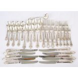 Victorian, silver plated , lily pattern flatware for six. In case SILVER COLLECTION OF SIR RAY