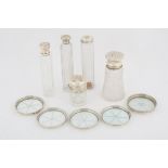 Collection of nine silver mounted and glass items, mostly for the dressing table SILVER