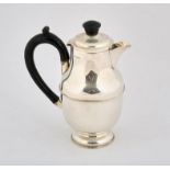 George V silver hot water jug with ebonised handle and knob, 8.2 osz 257 grams SILVER COLLECTION