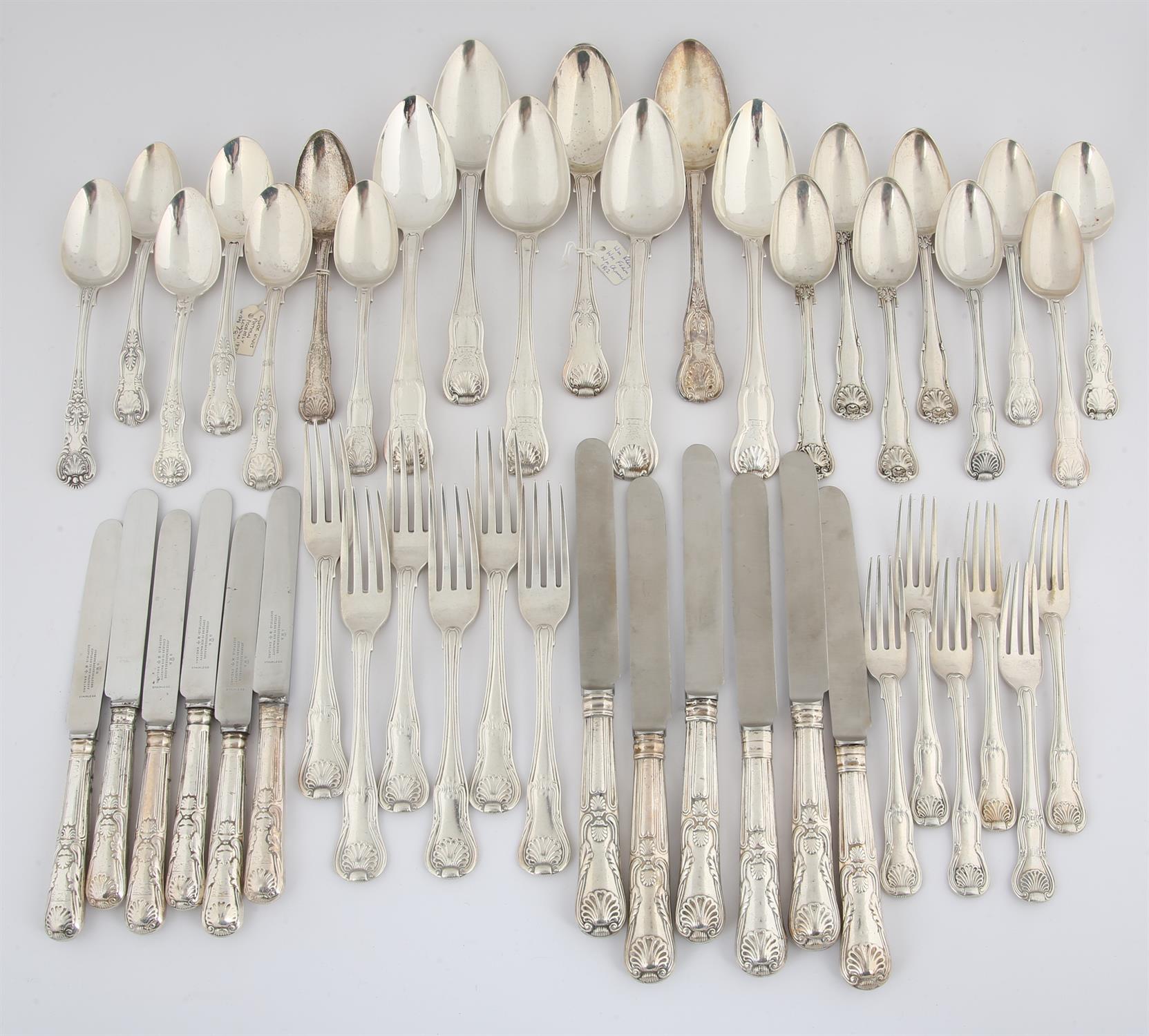 Composite collection of Kings pattern silver flatware ( some with variations such as hour glass),