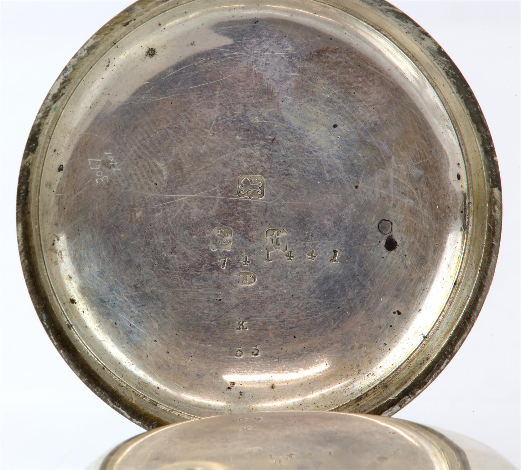 Silver cased open face pocket watch, the white enamel dial signed J G Graves of Sheffield, - Image 3 of 3