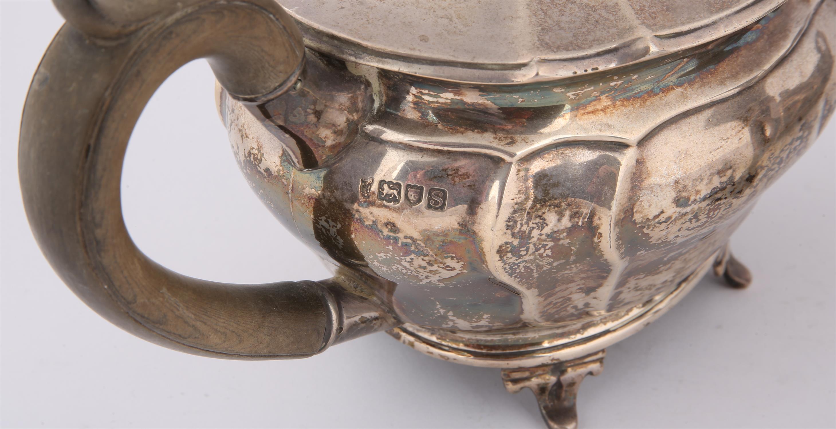 George V. oval silver teapot and sugar bowl on splay feet, by C S Harris & Sons Ltd London 1913, - Image 2 of 2