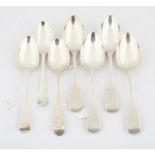 Seven various George III and later silver table spoons, 16.7 ozs, 520 grams SILVER COLLECTION