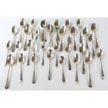 Approximately thirty various, George III and later silver teaspoons, 14 ozs 435 grams SILVER