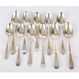 Eleven various 18th and 19th century silver old English pattern table spoons, various dates and