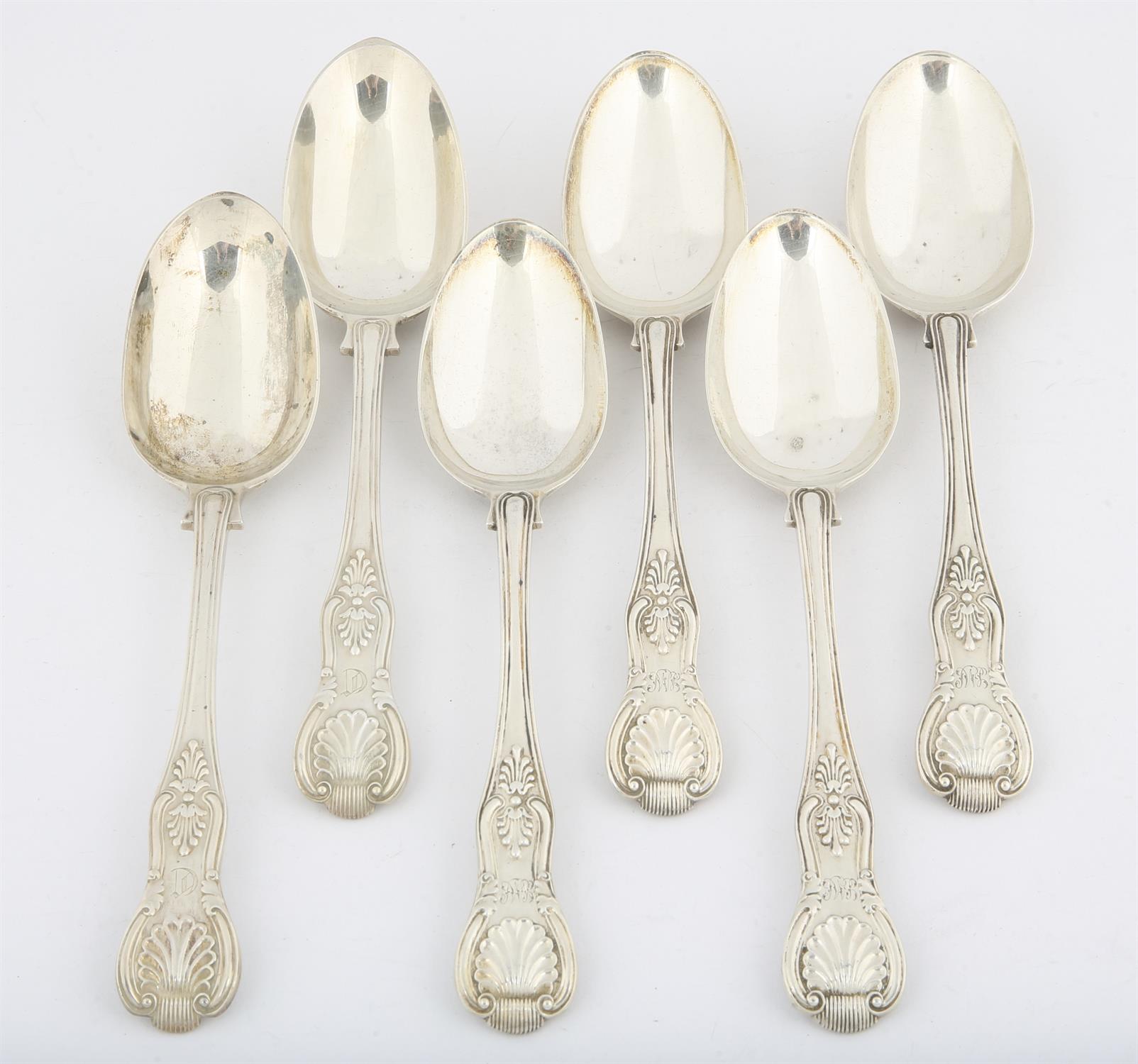 Matched kings pattern Victorian silver, double struck table spoons, two different dates,