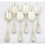 Matched kings pattern Victorian silver, double struck table spoons, two different dates,