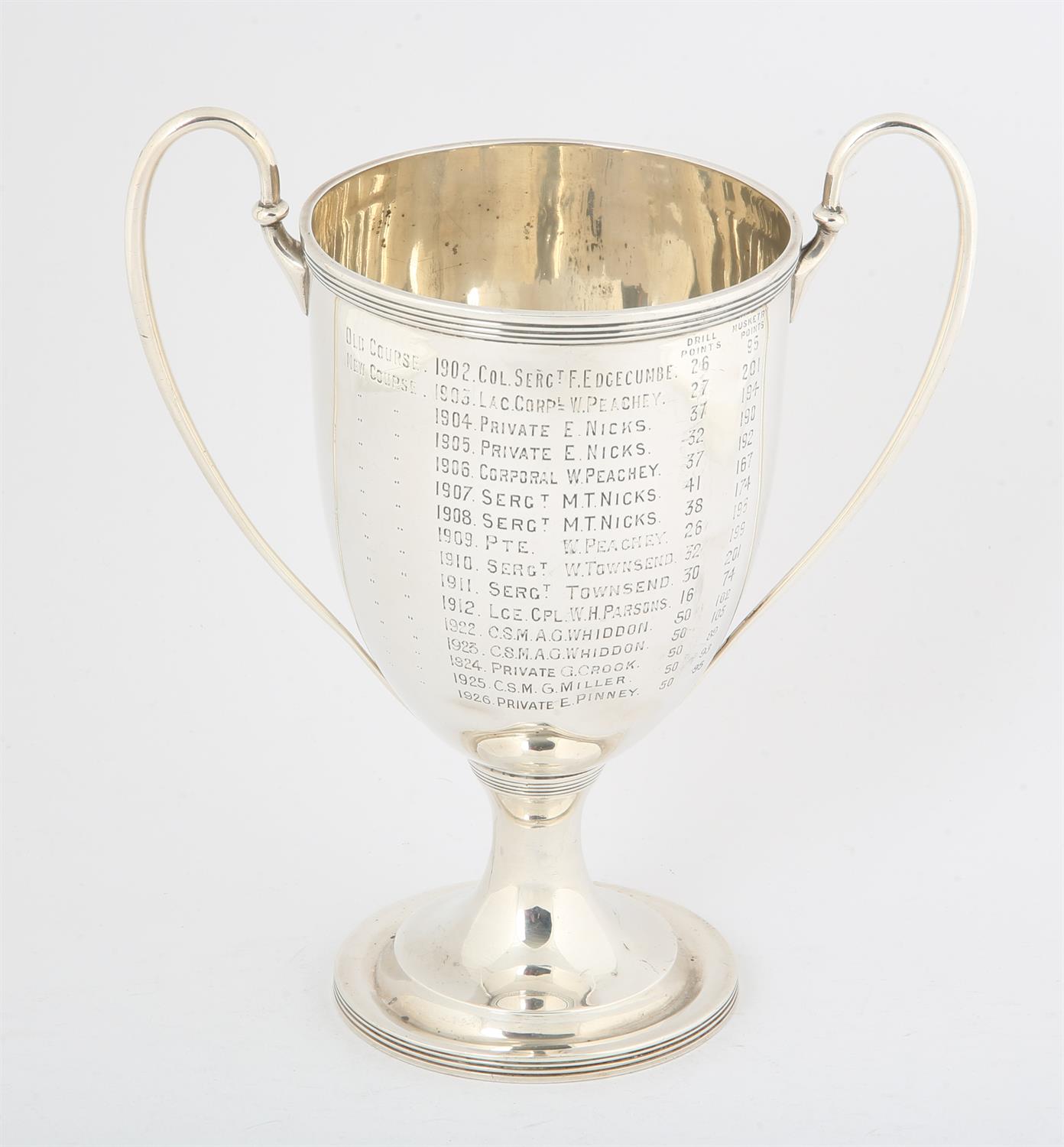 Victorian silver two handled cup engraved "Presented to A company 5th vol Battn Devonshire Regiment - Image 2 of 3