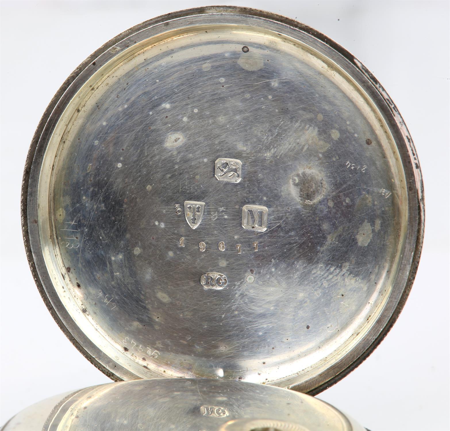 Four pocket watches, a silver open face pocket watch, Chester 1895, and three in base metal, - Image 3 of 5