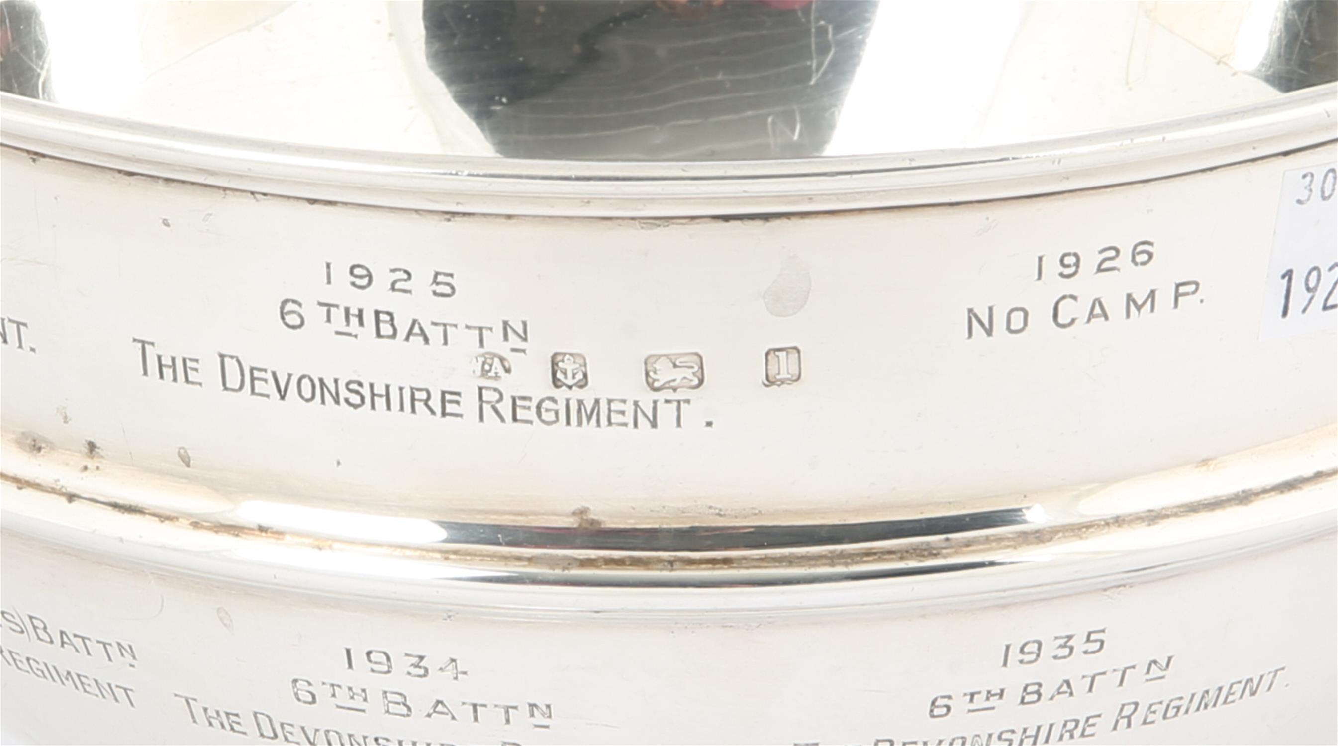 George V silver rose bowl as a Regimental trophy inscribed * Devon and Cornwall infantry brigade - Image 2 of 2