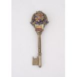 Silver and enamel presentation key on the occasion of the Inauguration of the Mitchell Organ,