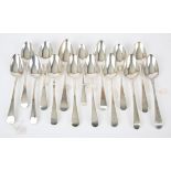 Fifteen George III and later silver table spoons, various dates and makers, 29.2 ozs 910 grams