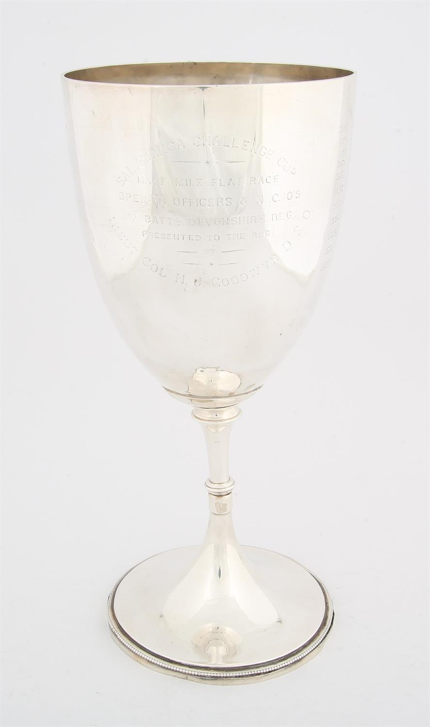 George V silver trophy goblet shaped cup of Regimental interest Sheffield 1903, - Image 2 of 3