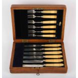 George IV cased set of six silver dessert knives and forks, Sheffield 1821 SILVER COLLECTION OF