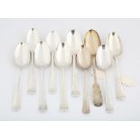 Ten various silver table spoons, most 18th century, 18.2 ozs 569 grams SILVER COLLECTION OF SIR