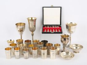 Collection of Continental 800 standard and silver plated items, including four goblets,