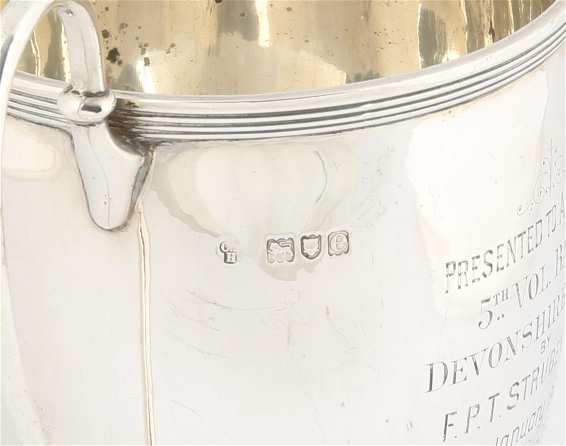 Victorian silver two handled cup engraved "Presented to A company 5th vol Battn Devonshire Regiment - Image 3 of 3
