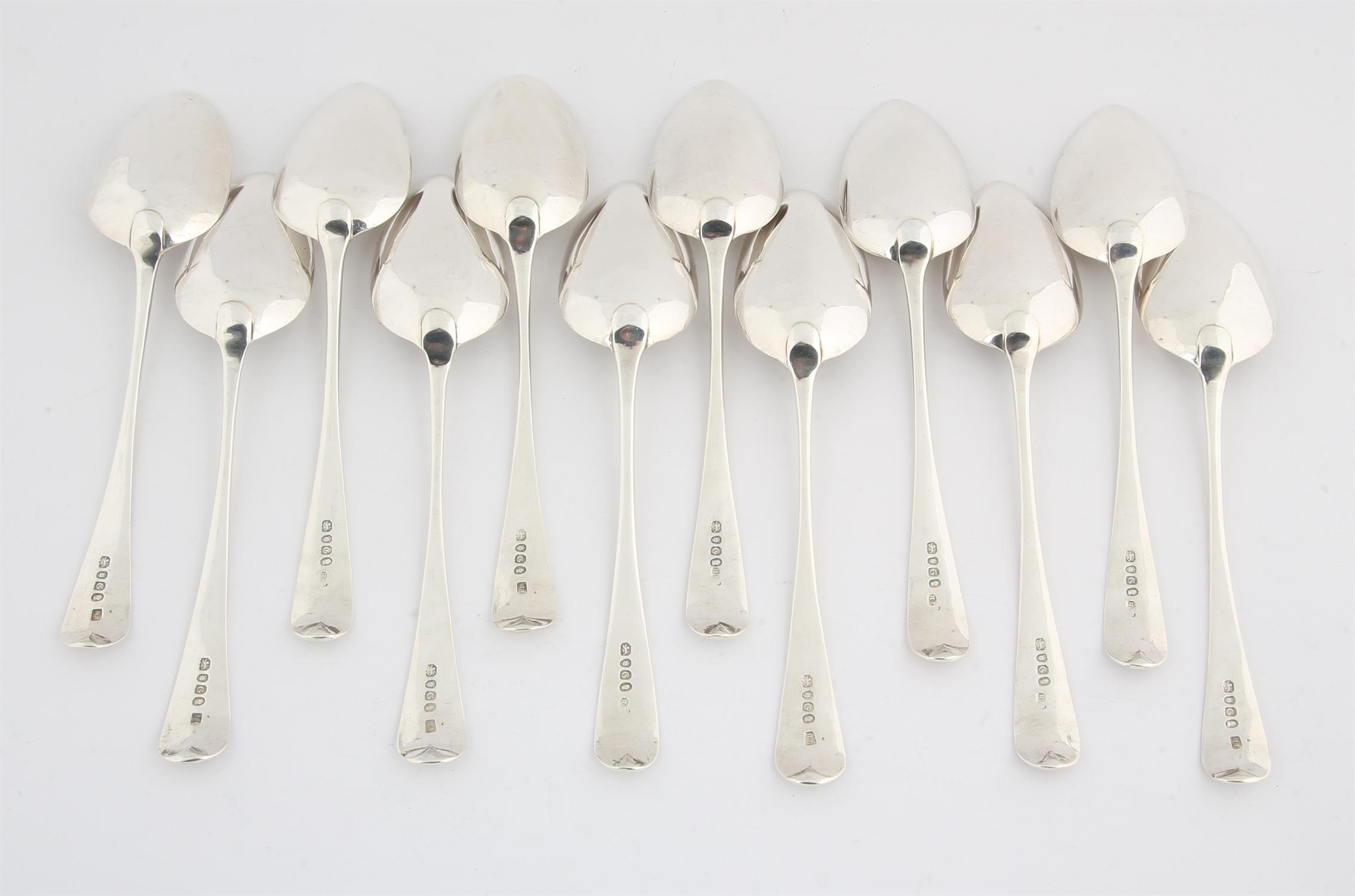 Twelve George III Old English Pattern silver table spoons, London 1802, 24.6 ozs 765 grams - Image 2 of 2