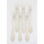 Six matching silver dog nose pattern dessert forks SILVER COLLECTION OF SIR RAY TINDLE CBE DL