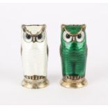 Two Norwegian Silver-Gilt and Enamel Pepperettes, by David Andersen, on white and one green H5.5cm