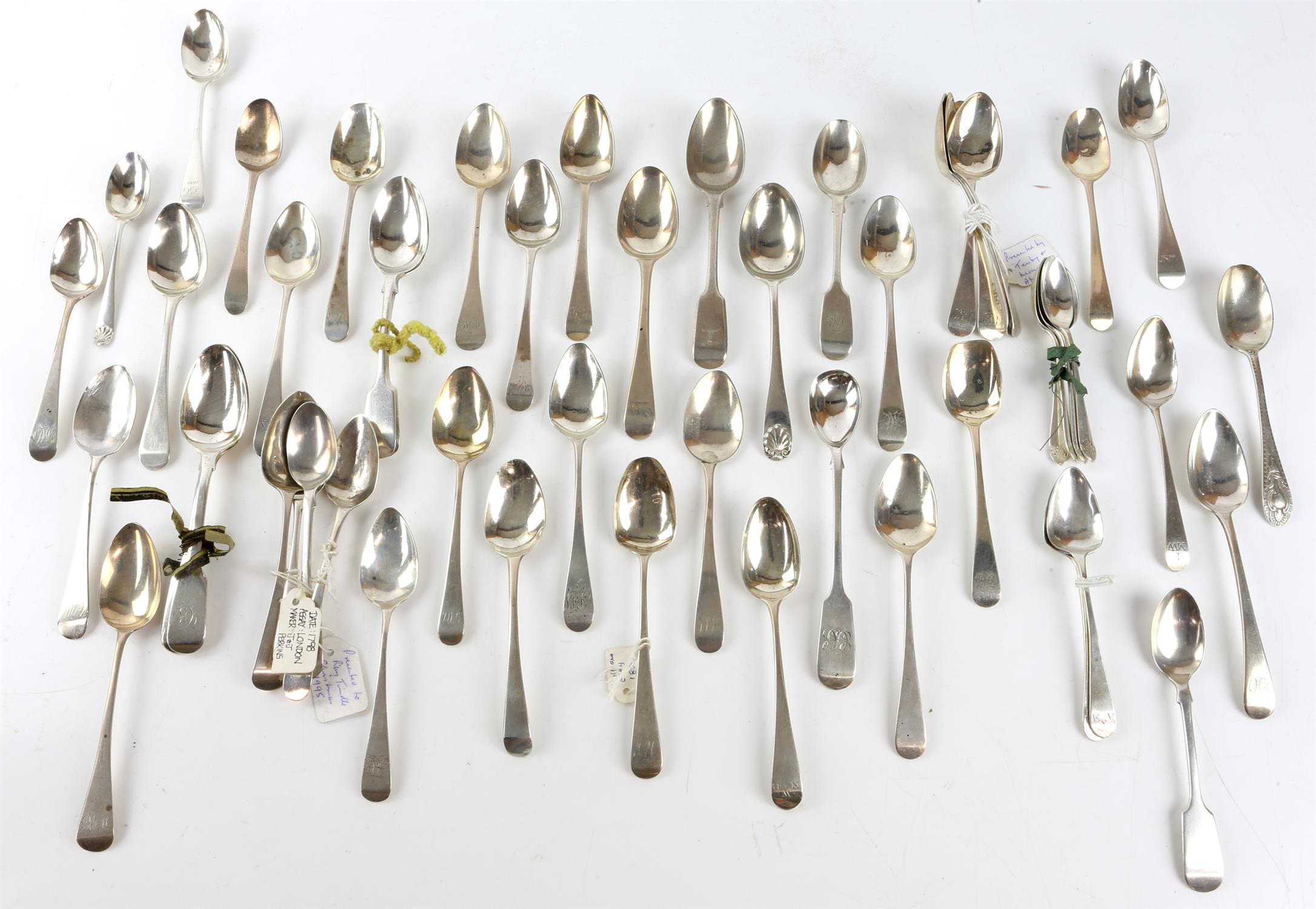 Approximately forty, George III and later silver teaspoons, 26 ozs 807 grams SILVER COLLECTION