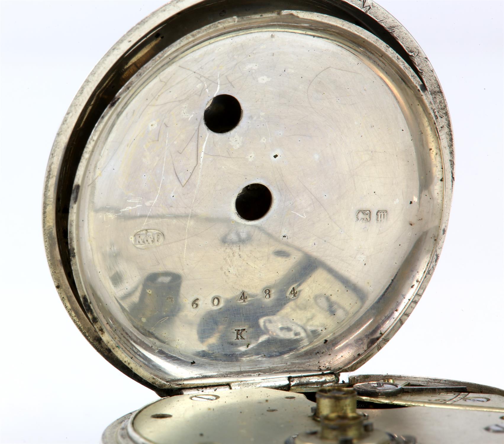 Two silverr open face pocket watches, the first Kendall & Dent, with white enamel dial with - Image 7 of 8