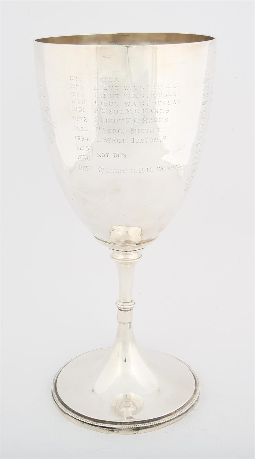 George V silver trophy goblet shaped cup of Regimental interest Sheffield 1903,