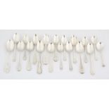 Nineteen various decorative silver spoons, including Victorian , 19.1 ozs 592 grams SILVER