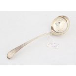 George III Old English Pattern, feather edge silver sauce ladle by Hester Bateman, London 1777,