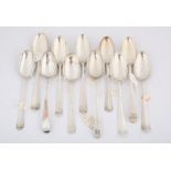 Eleven various Old English Pattern silver table spoons, 21.6 ozs 673 grams SILVER COLLECTION OF