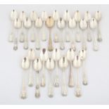 Twenty seven small George III and later Kings pattern silver spoons, 24.3 ozs 755 grams SILVER