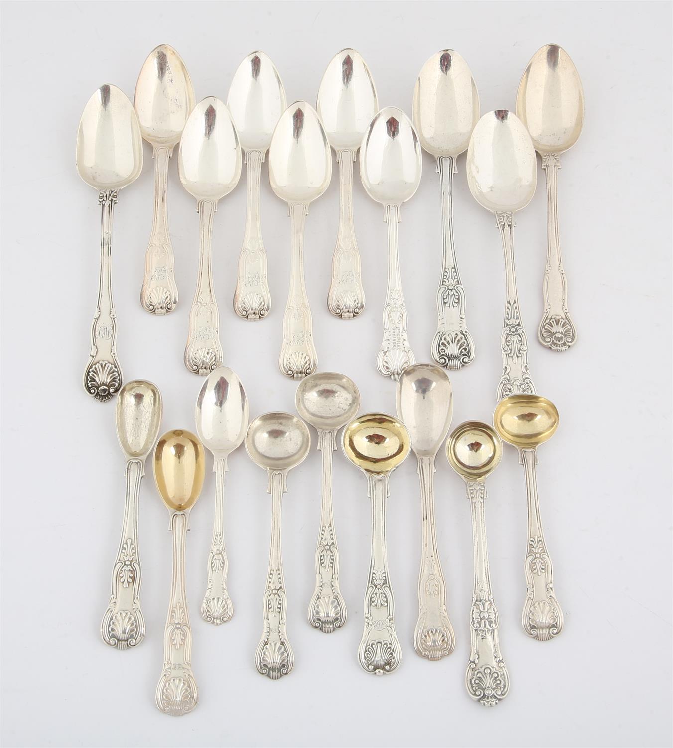 Nineteen various silver Kings pattern small spoons, SILVER COLLECTION OF SIR RAY TINDLE CBE DL