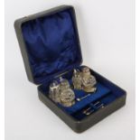 George V composite silver cruet set with silver mounted matching cruet set with silver mounted