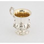 William IV silver christening mug with floral embossed decoration, by the Barnards London, 1834,