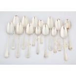 Fourteen various 18th century silver spoons, 23.3 ozs 726 grams SILVER COLLECTION OF SIR RAY