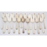 Nineteen various silver table spoons mostly George III, 38.7 ozs 1203 grams SILVER COLLECTION