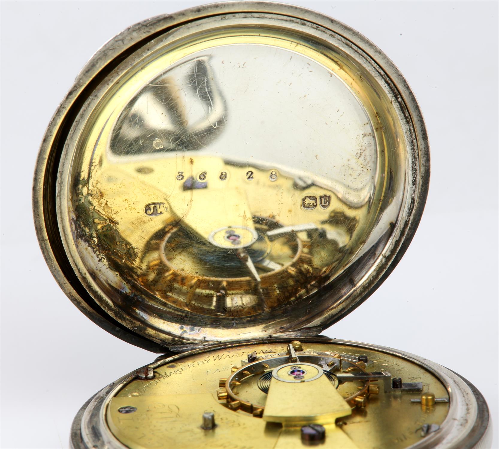 Two silverr open face pocket watches, the first Kendall & Dent, with white enamel dial with - Image 4 of 8