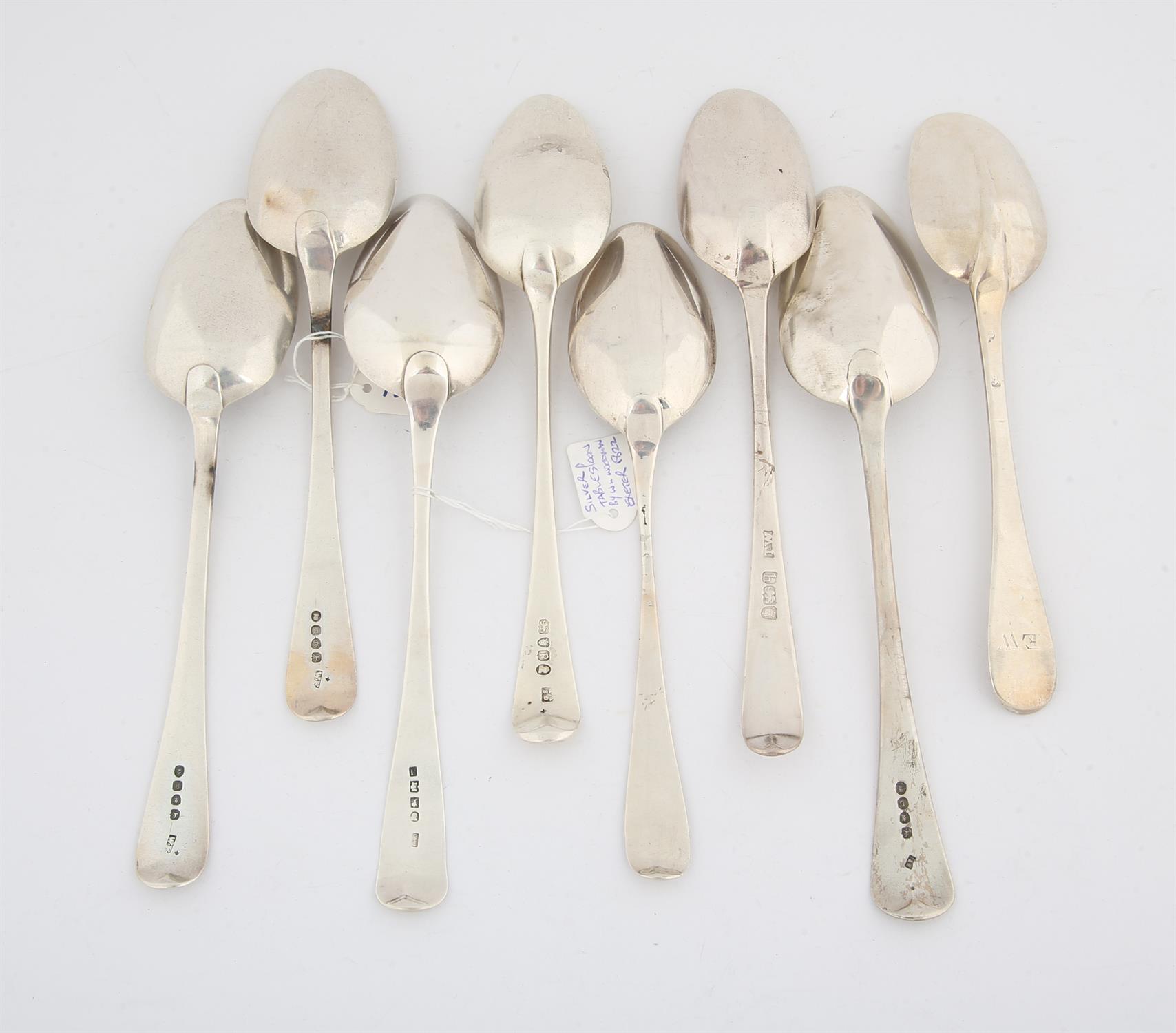 Eight various 18th and 19th century Old English Pattern silver spoons, 14 ozs 438 grams SILVER - Image 4 of 4