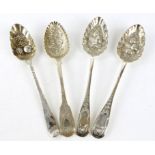 Four George III silver berry spoons, 8.6 ozs 268 grams SILVER COLLECTION OF SIR RAY TINDLE CBE