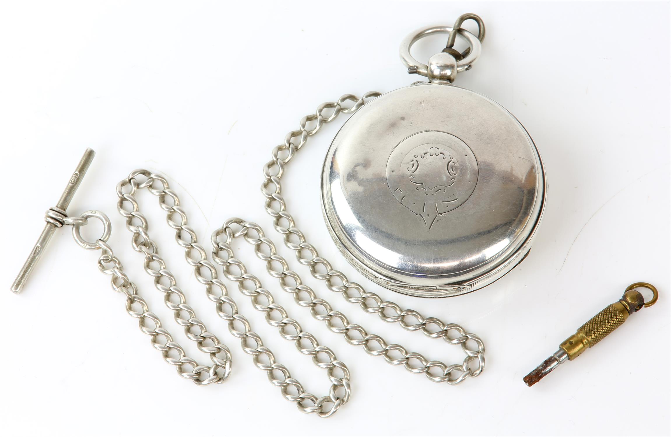 Silver cased open face pocket watch, the white enamel dial signed J G Graves of Sheffield, - Image 2 of 3