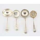 Two George III sauce ladles and two sifter ladles, 4.8 ozs, 150 grams SILVER COLLECTION OF SIR