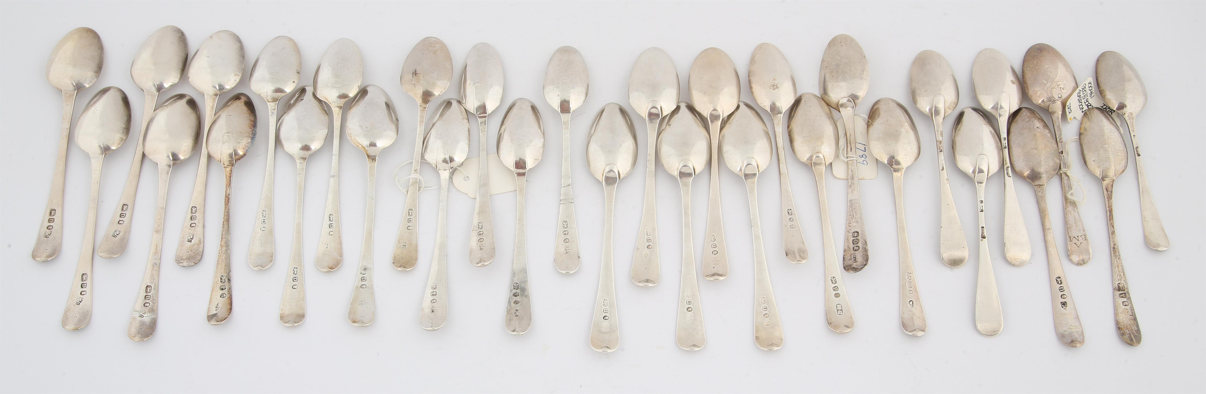 Thirty one various 18th century silver teaspoons, 13.7 ozs 426 grams SILVER COLLECTION OF SIR - Image 2 of 2