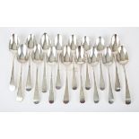 Sixteen silver Old English Pattern table spoons mostly George III, various dates, 29 ozs,
