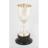 George V silver half reeded goblet, as a Regimental silver trophy, engraved "4th Battalion