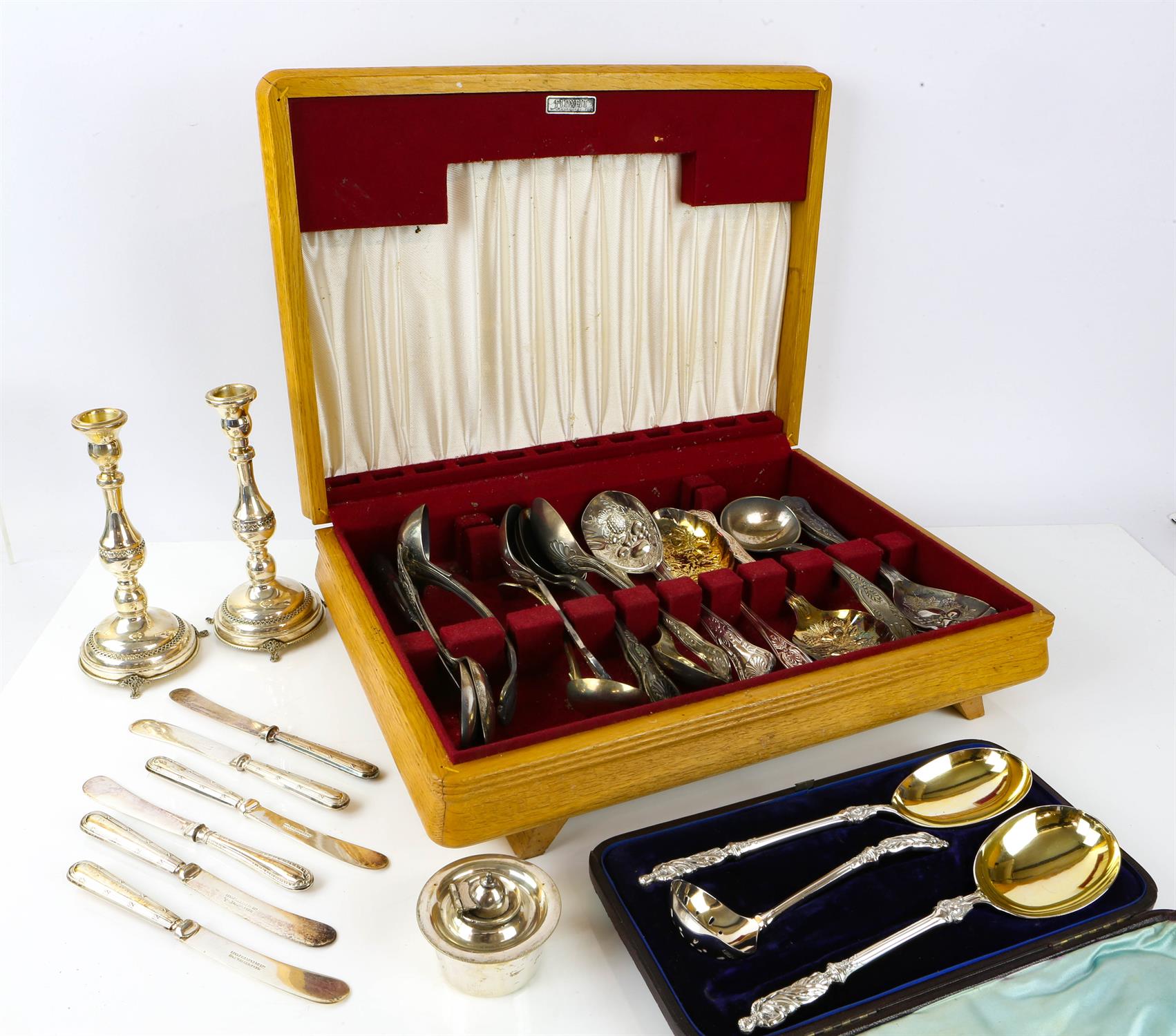 Various silver plated items including cutlery SILVER COLLECTION OF SIR RAY TINDLE CBE DL