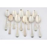 Ten various 18th century Old English Pattern table spoons, 18,7 ozs 581 grams SILVER COLLECTION
